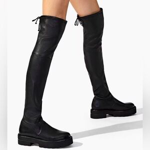 Stuart Weitzman Black Leather Ulta-Lift Platform Boots